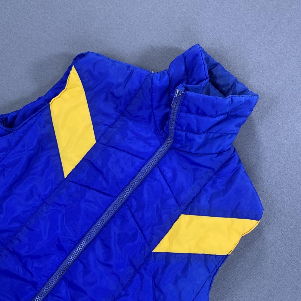 Vintage Competitive Edge Vest Children Medium Blue Colorblock Puffer Zip Ski 80s
